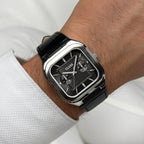 CLUSE Quadrus Multifunction Leather, Black, Silver Colour Watch CW26203