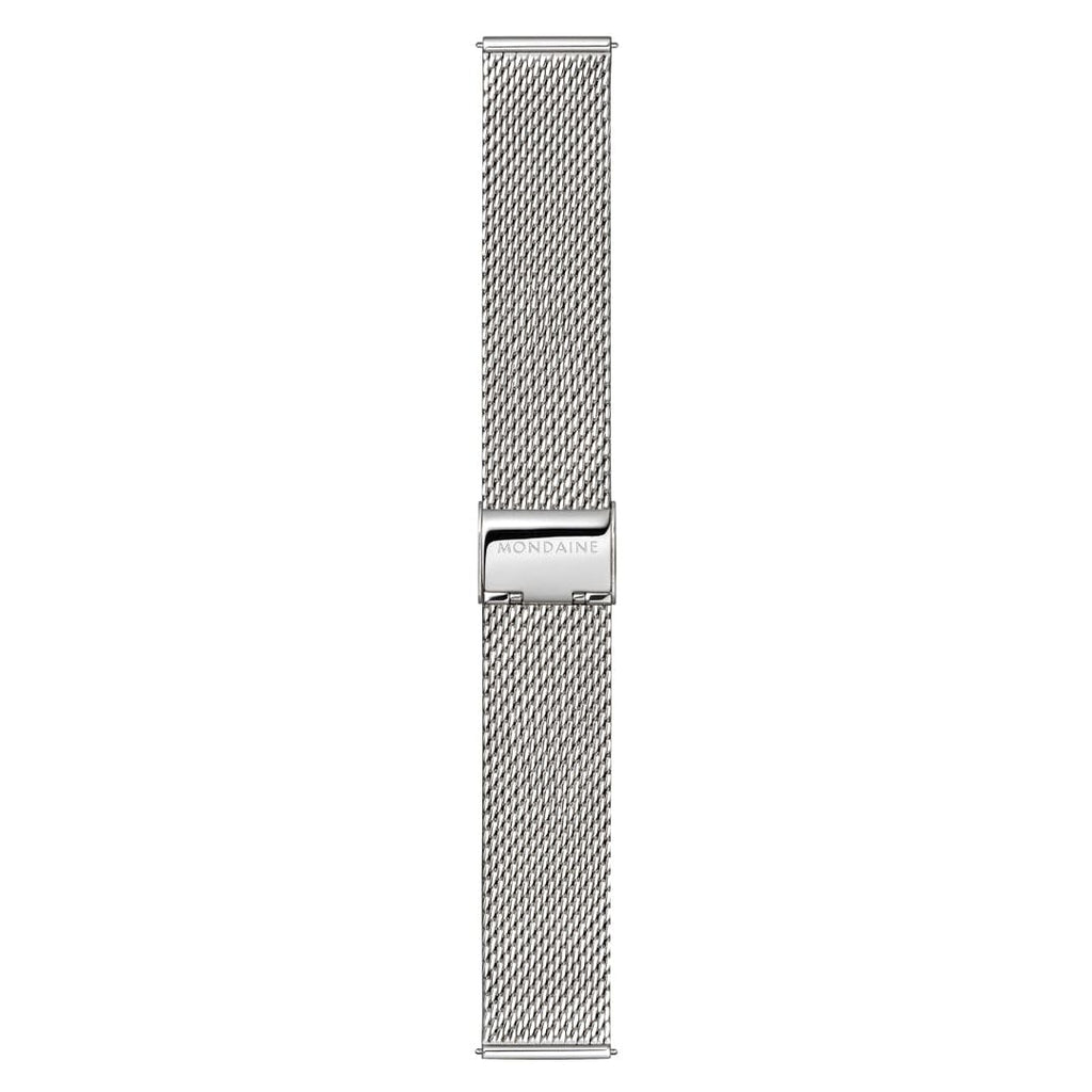 Mondaine Doppio 41mm White Dial Silver Mesh Bracelet Watch MLE.41210.SM
