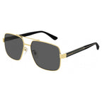 Gucci GG0529S Navigator Sunglasses Gold Grey Asian Fit
