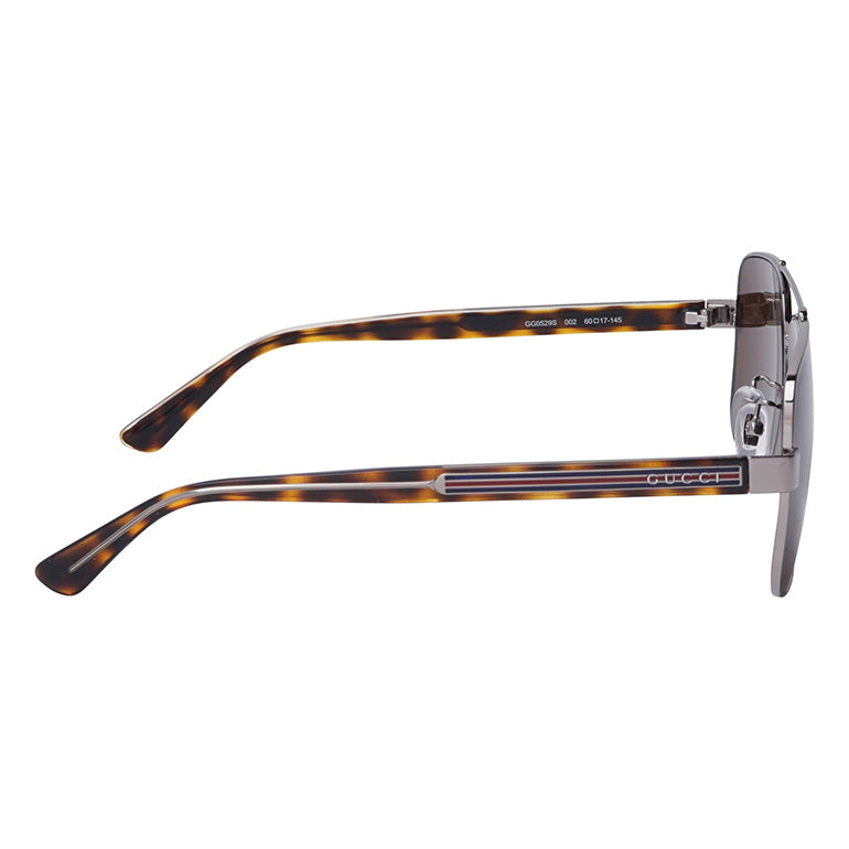 Gucci GG0529S Square Navigator Sunglasses Ruthenium Havana Brown