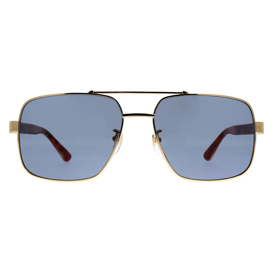 Gucci GG0529S Square Navigator Sunglasses Gold Grey Web Collection