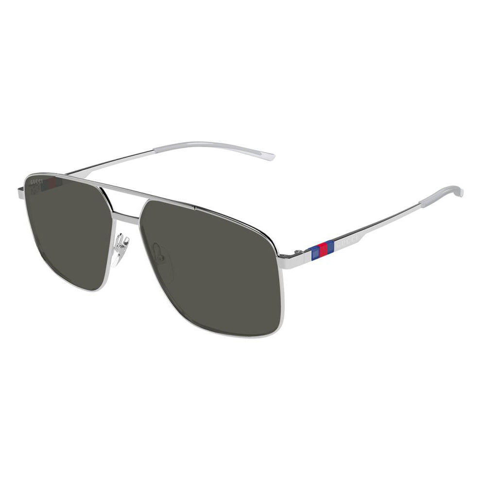 Gucci GG1676S Navigator Sunglasses Silver Grey Web Collection