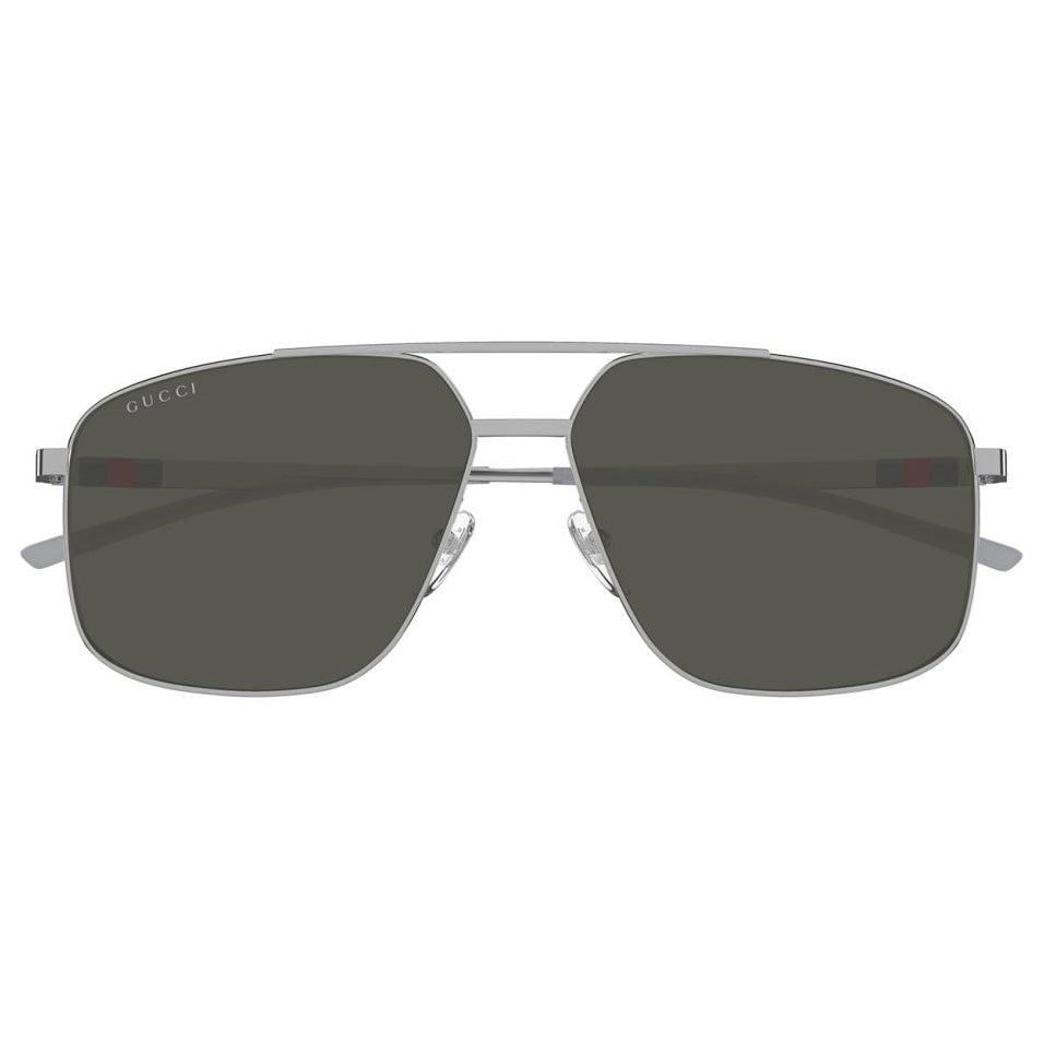 Gucci GG1676S Navigator Sunglasses Silver Grey Web Collection