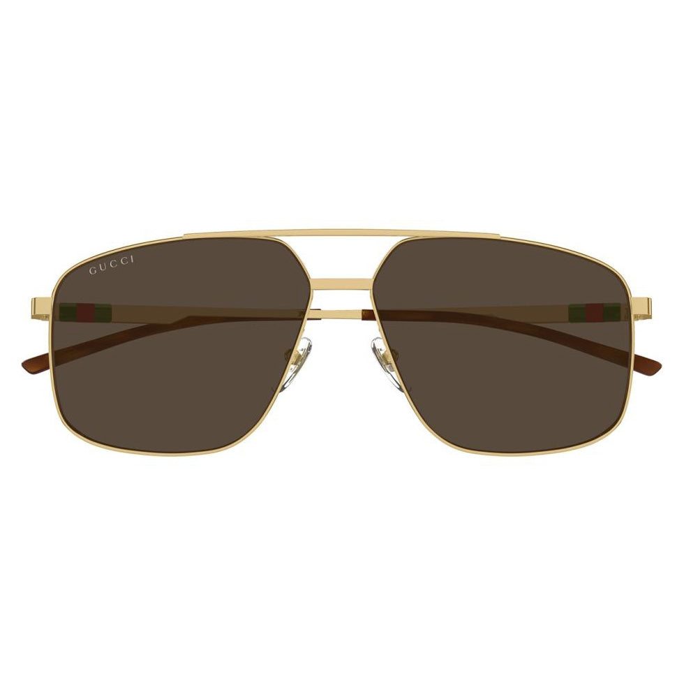 Gucci GG1676S Navigator Sunglasses Gold Brown Web Collection