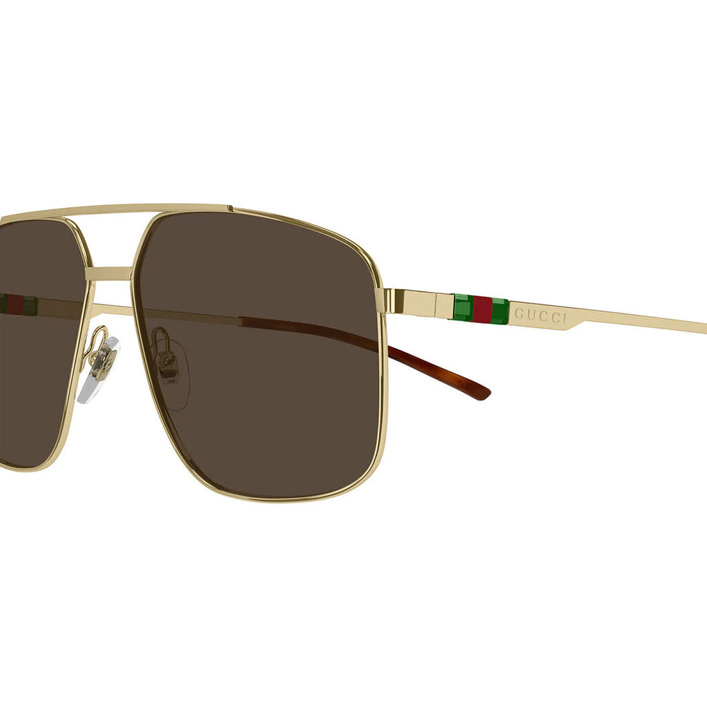 Gucci GG1676S Navigator Sunglasses Gold Brown Web Collection