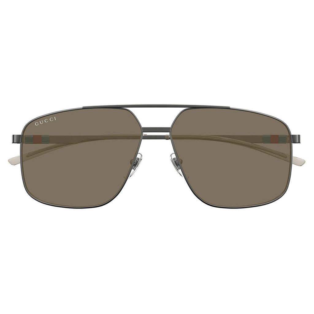 Gucci GG1676S Navigator Sunglasses Grey Brown Web Collection