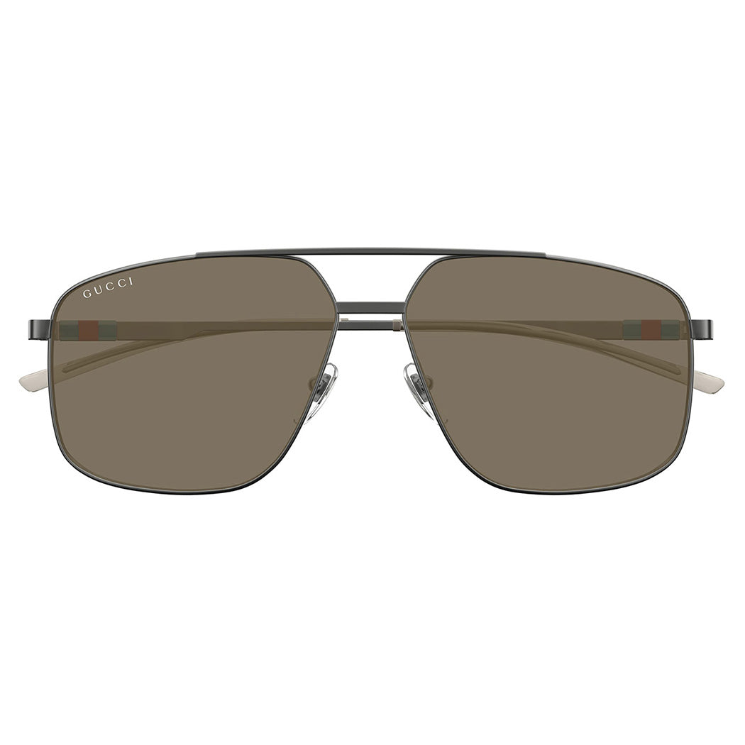 Gucci GG1676S Navigator Sunglasses Grey Brown Web Collection