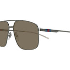 Gucci GG1676S Navigator Sunglasses Grey Brown Web Collection