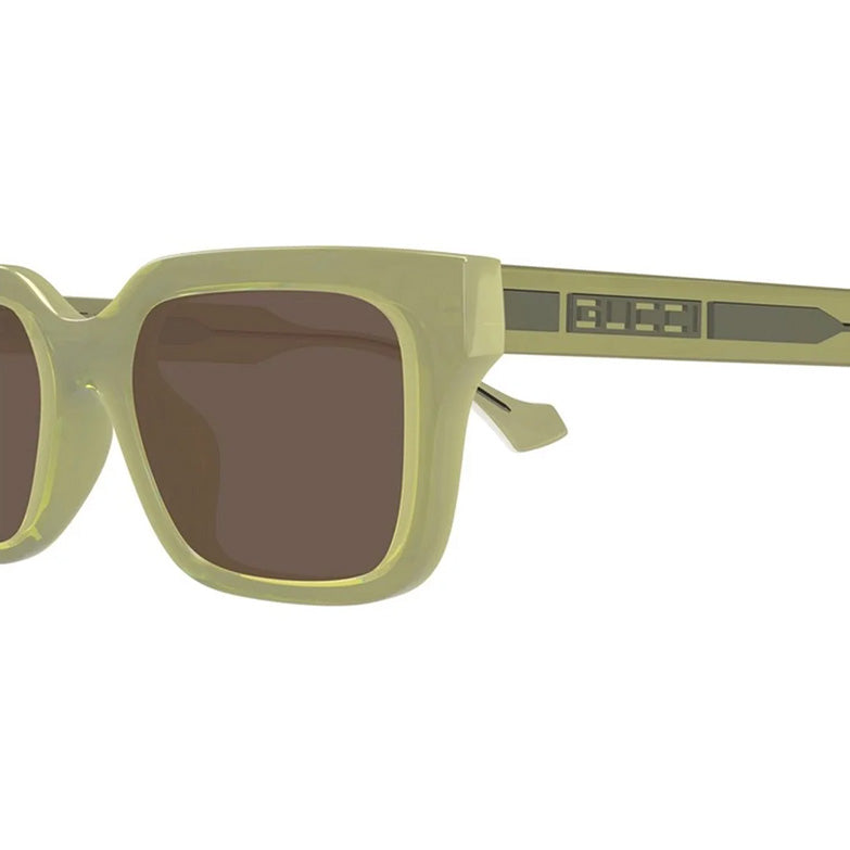Gucci GG1732SK Lettering Square Sunglasses Green Brown
