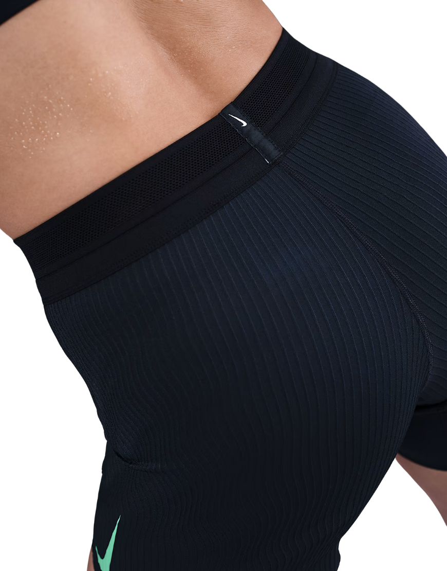 Women's Dri-FIT AeroSwift Running Shorts: Black/Aster Pink/Green Shock