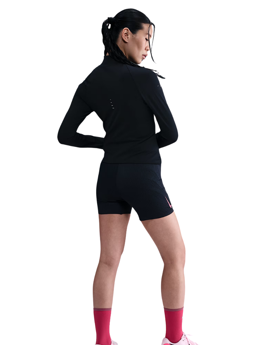 Women's Dri-FIT AeroSwift Running Shorts: Black/Aster Pink/Green Shock