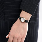 Casio Dress Ladies' Black Leather Analogue Gold Watch