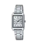 Casio Ladies' Rectangular White Silver Watch