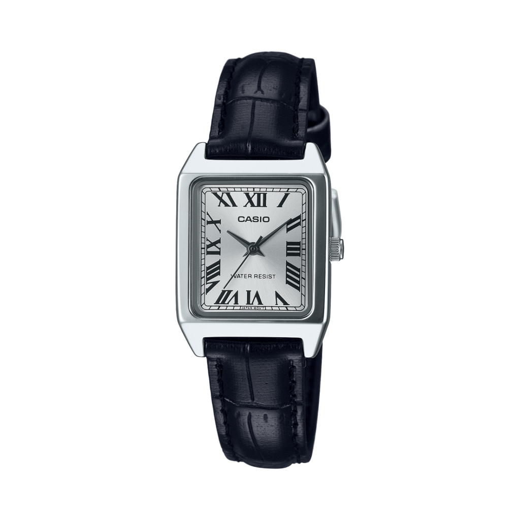 Casio Ladies' Rectangular White Leather Watch