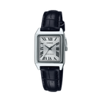 Casio Ladies' Rectangular White Leather Watch
