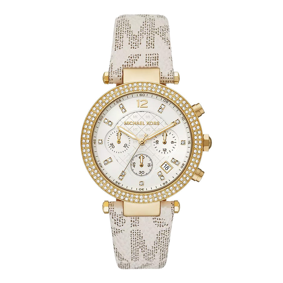 Michael Kors Ladies Watch Parker Chronograph 39mm White Gold
