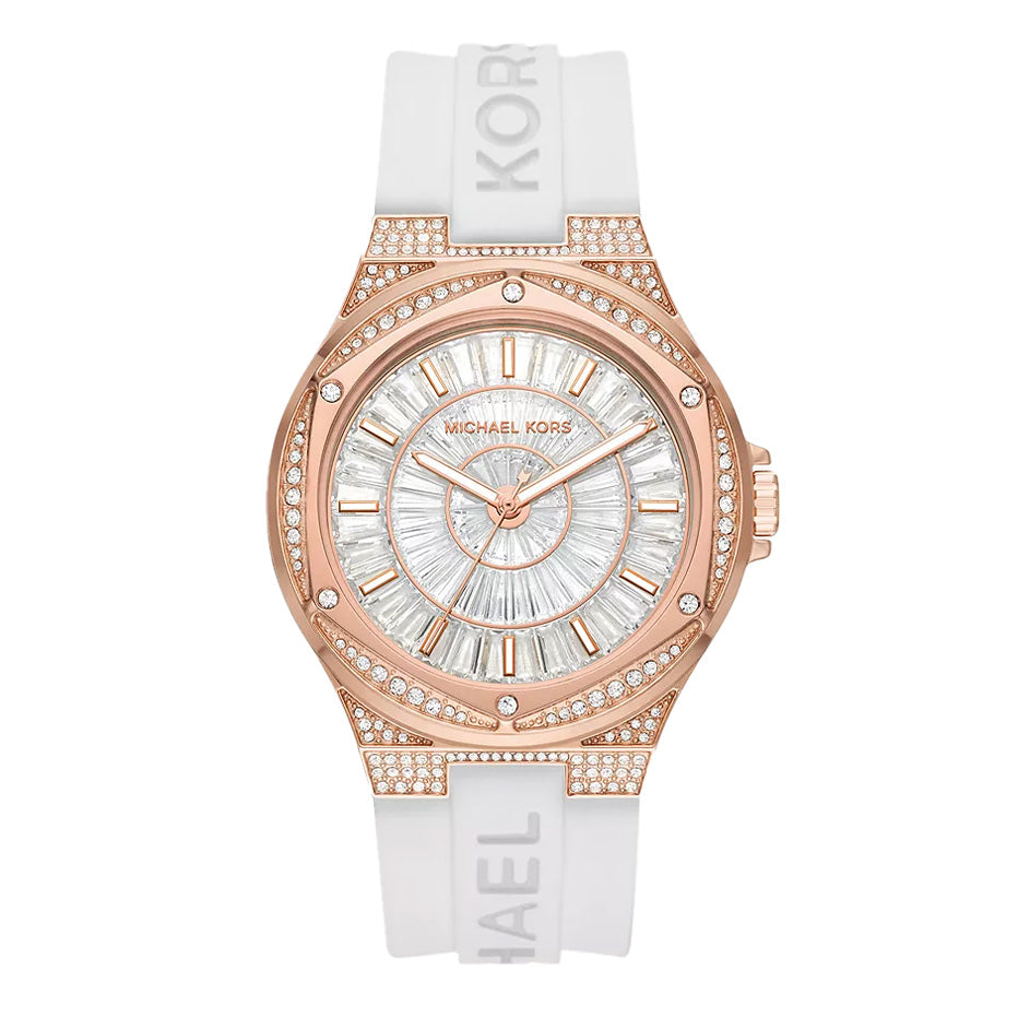 Michael Kors Ladies Watch Lennox 43mm White Rose Gold