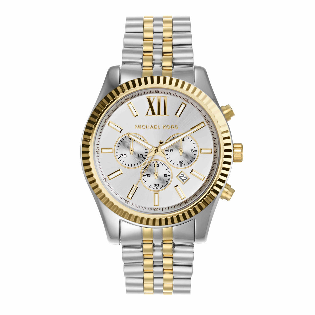 Michael Kors Lexington Silver Dial Two Tone Stainless Steel Watch MK8344