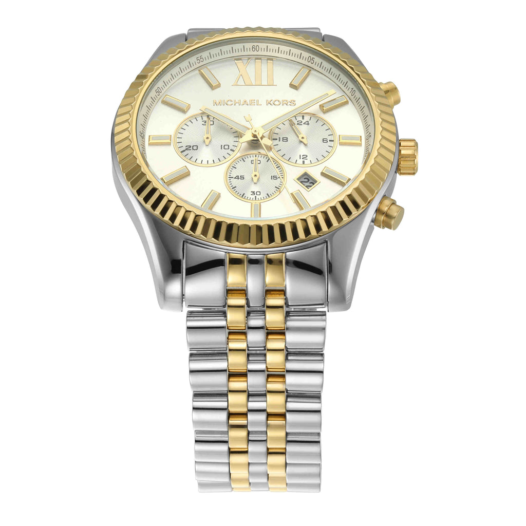 Michael Kors Lexington Silver Dial Two Tone Stainless Steel Watch MK8344