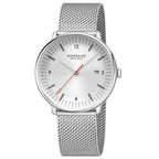 Mondaine Doppio 41mm White Dial Silver Mesh Bracelet Watch MLE.41210.SM