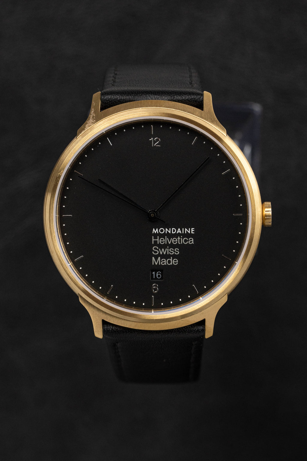 Mondaine Watch Helvetica No1 Light Gold Black