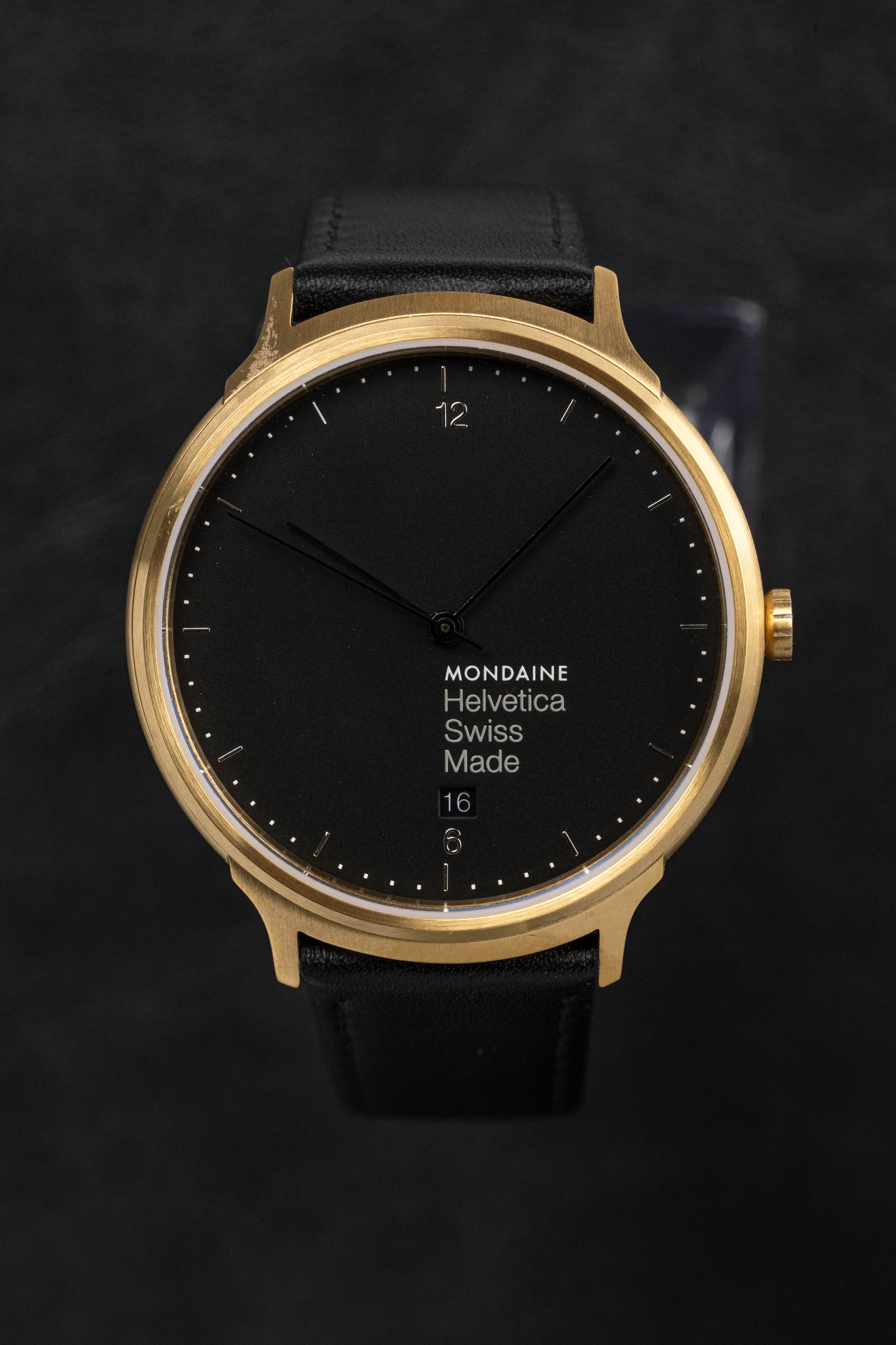 Mondaine Watch Helvetica No1 Light Gold Black