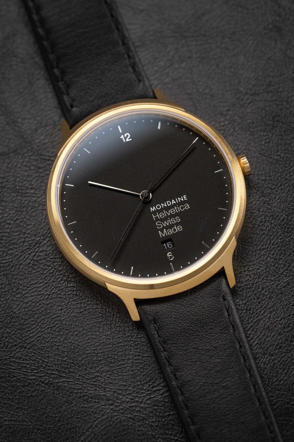 Mondaine Watch Helvetica No1 Light Gold Black