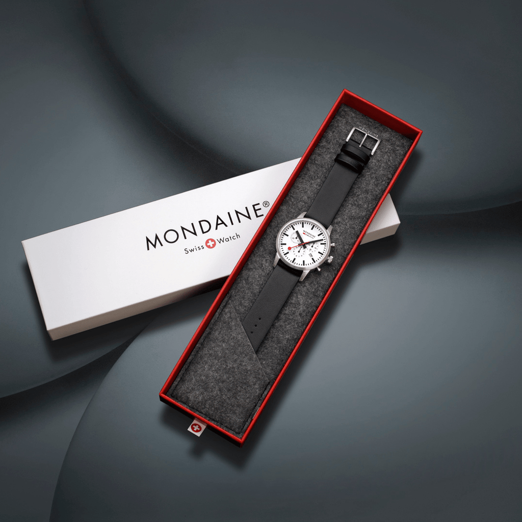 Mondaine Neo Chronograph White Dial 41mm Vegan Leather Watch