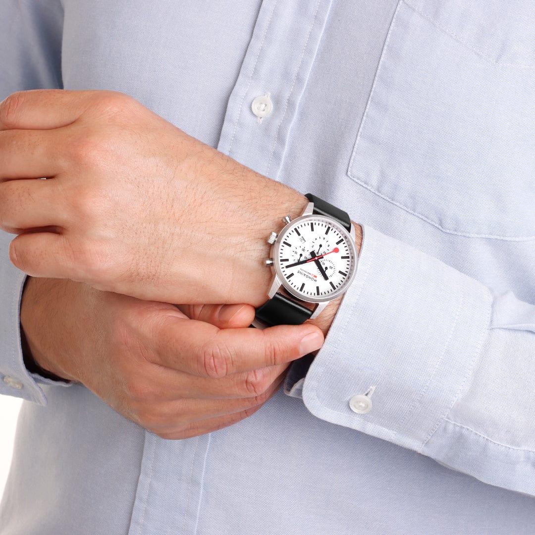 Mondaine Neo Chronograph White Dial 41mm Vegan Leather Watch