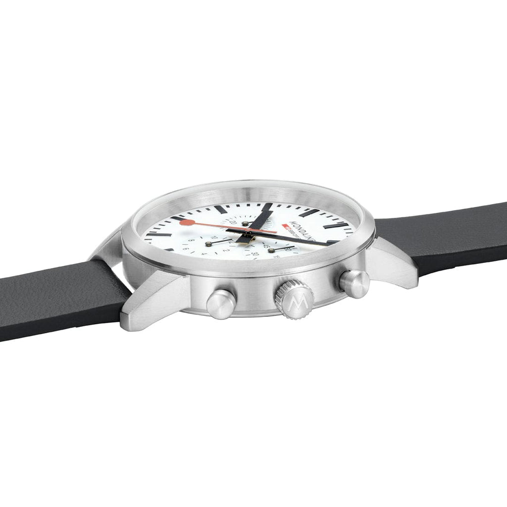 Mondaine Neo Chronograph White Dial 41mm Vegan Leather Watch