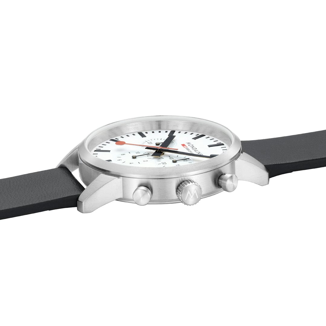 Mondaine Neo Chronograph White Dial 41mm Vegan Leather Watch
