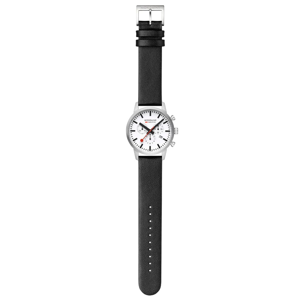 Mondaine Neo Chronograph White Dial 41mm Vegan Leather Watch