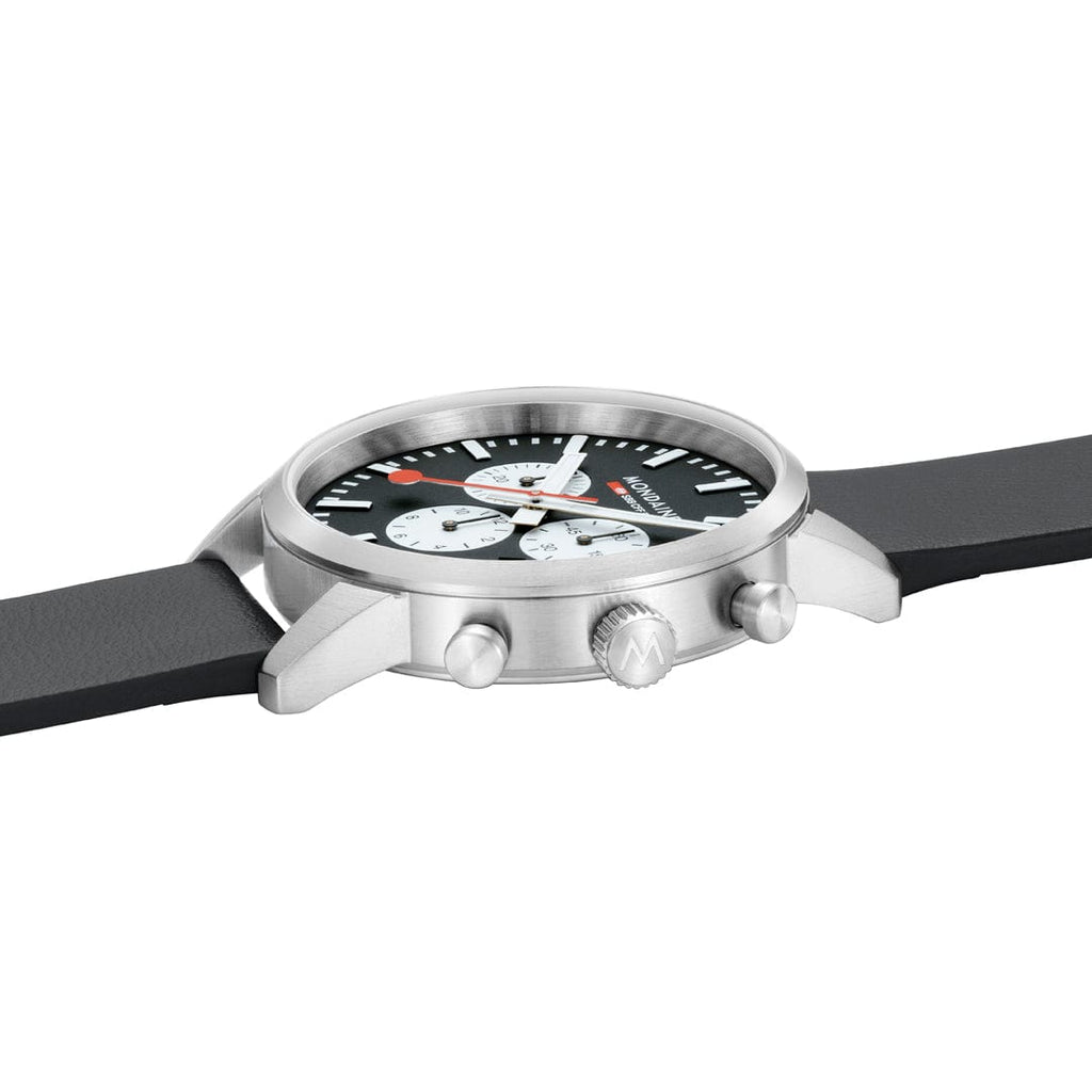 Mondaine Neo Reverse Panda Chronograph 41mm Vegan Leather Watch