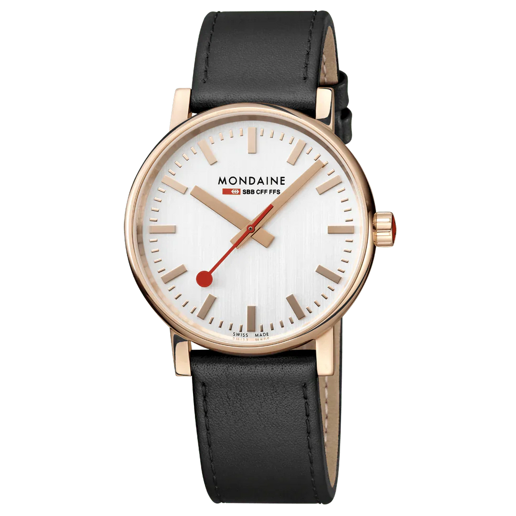 Mondaine Watch EVO2 Rose Gold Black