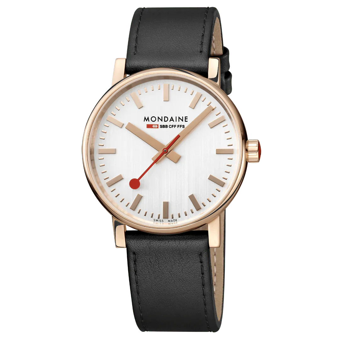 Mondaine Watch EVO2 Rose Gold Black