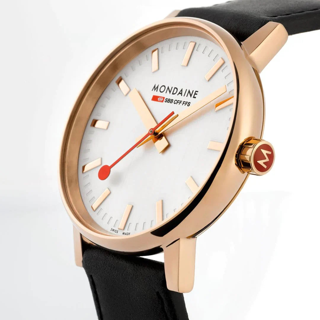 Mondaine Watch EVO2 Rose Gold Black