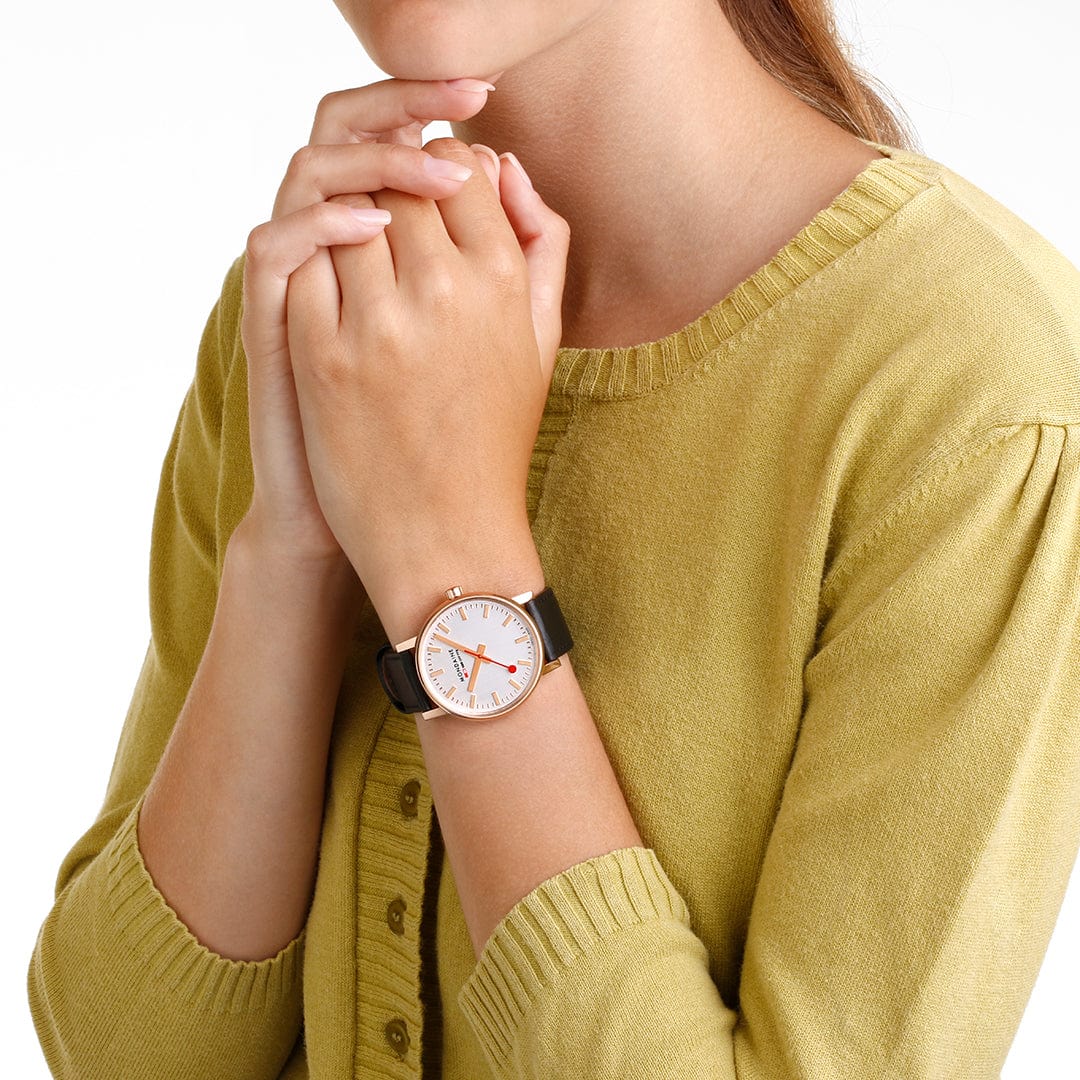 Mondaine Watch EVO2 Rose Gold Black