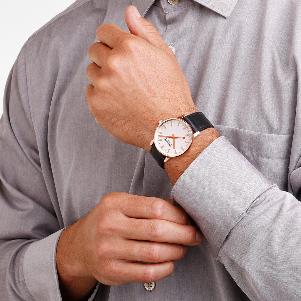 Mondaine Watch EVO2 Rose Gold Black