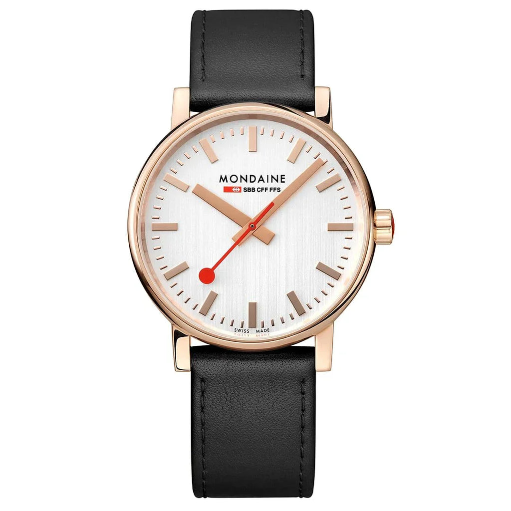 Mondaine Watch EVO2 Rose Gold Black