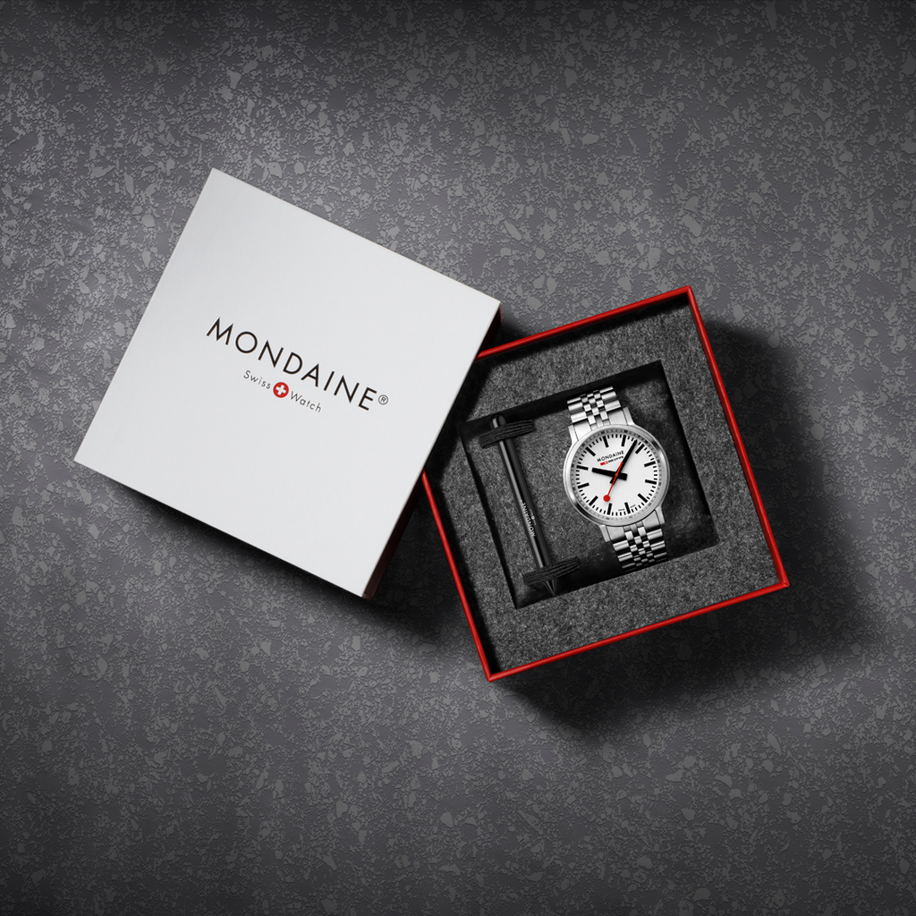 Mondaine Stop2go Backlight White Dial Stainless Steel Watch MST.4101B.SJ.2SE