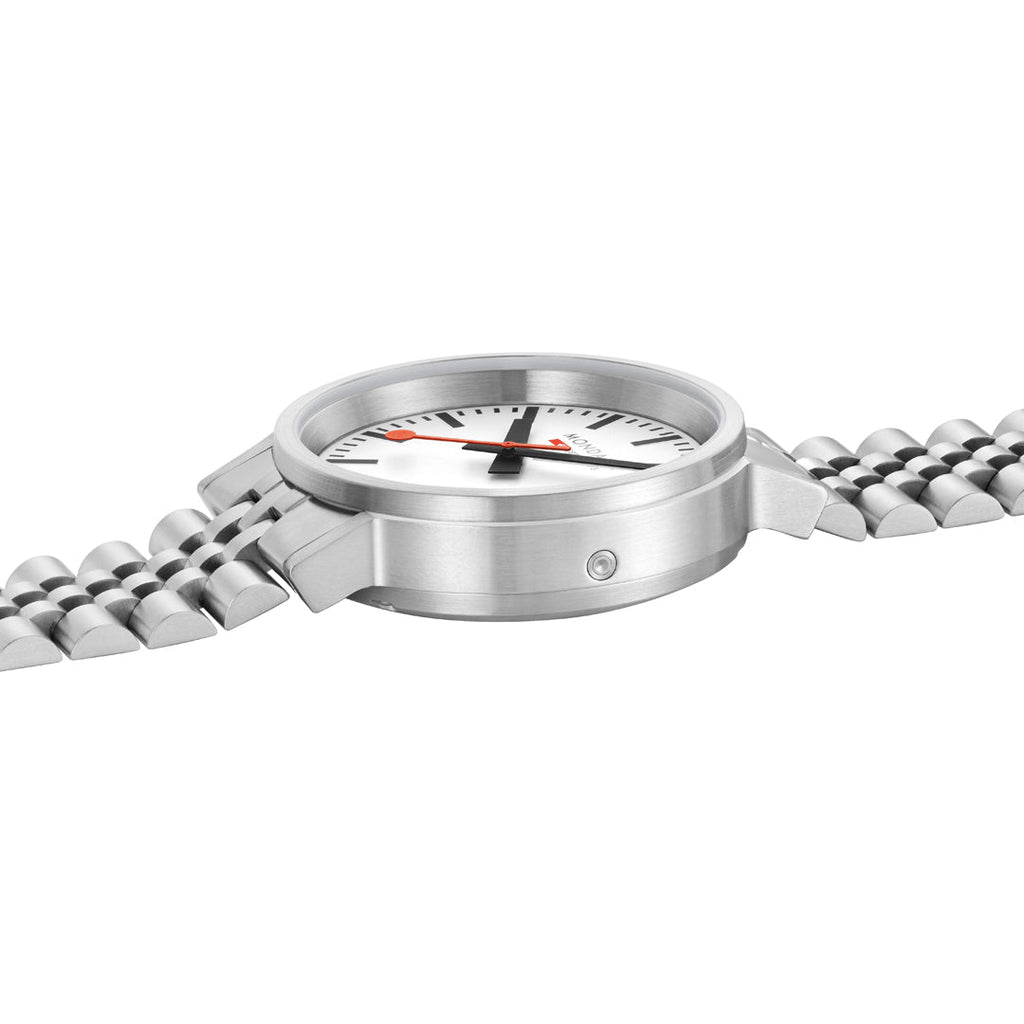 Mondaine Stop2go Backlight White Dial Stainless Steel Watch MST.4101B.SJ.2SE