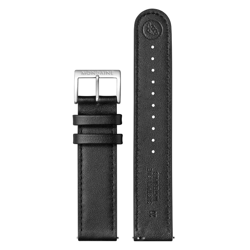 Mondaine Stop2Go Black Dial 41mm Vegan Leather Swiss Watch