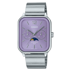 Casio Analogue Moon Phase Pale Purple Dial Stainless Steel Watch MTPM305D-6A
