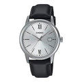 Casio Ladies Silver Black Leather Watch
