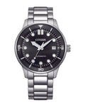 Citizen Automatic Silver Stainless Steel Black Dial Watch NJ0191-83E
