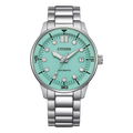 Citizen Automatic Silver Stainless Steel Turquoise Blue Dial Watch NJ0191-83M