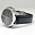 Tissot T Classic Chemin Des Tourelles Chronograph Black Dial Black Leather Strap Watch For Men - T099.427.16.058.00