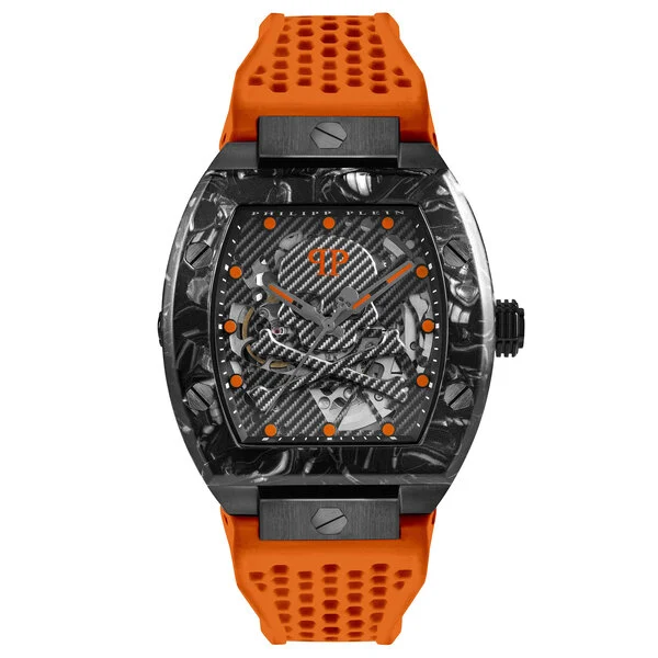 Philipp Plein Mens Watch High-Iconic The Skeleton Sport Master Automatic Orange