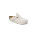 Boston Soft Footbed Antique White Suede Leather Clogs