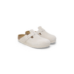 Boston Soft Footbed Antique White Suede Leather Clogs